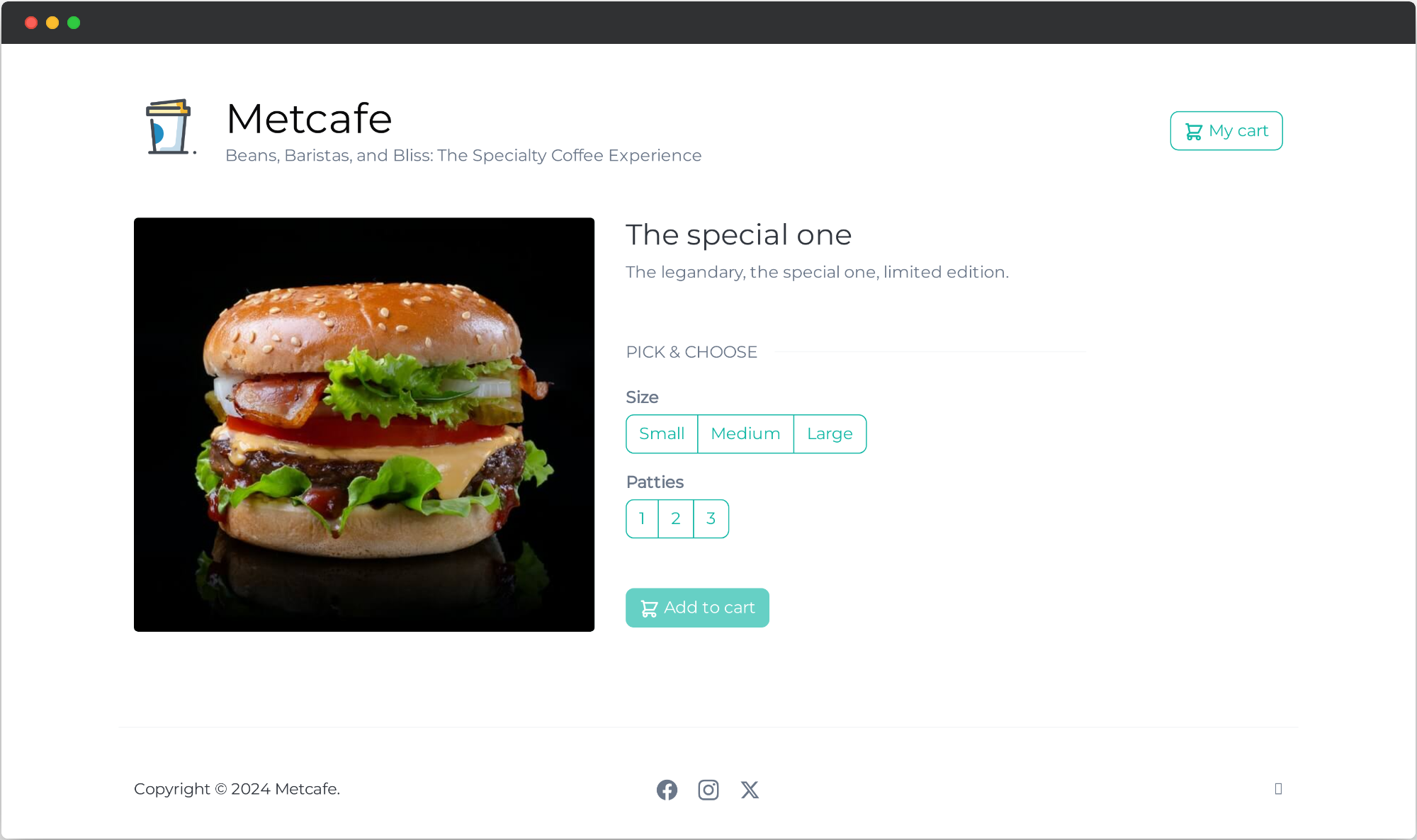 Screenshot of a store menu item view
